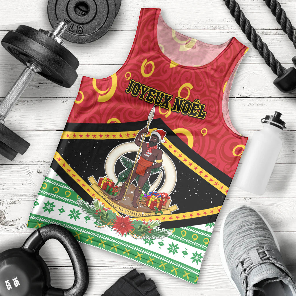 Personalized Vanuatu Christmas Men Tank Top Santa God Yumi LT05 Red - Polynesian Pride