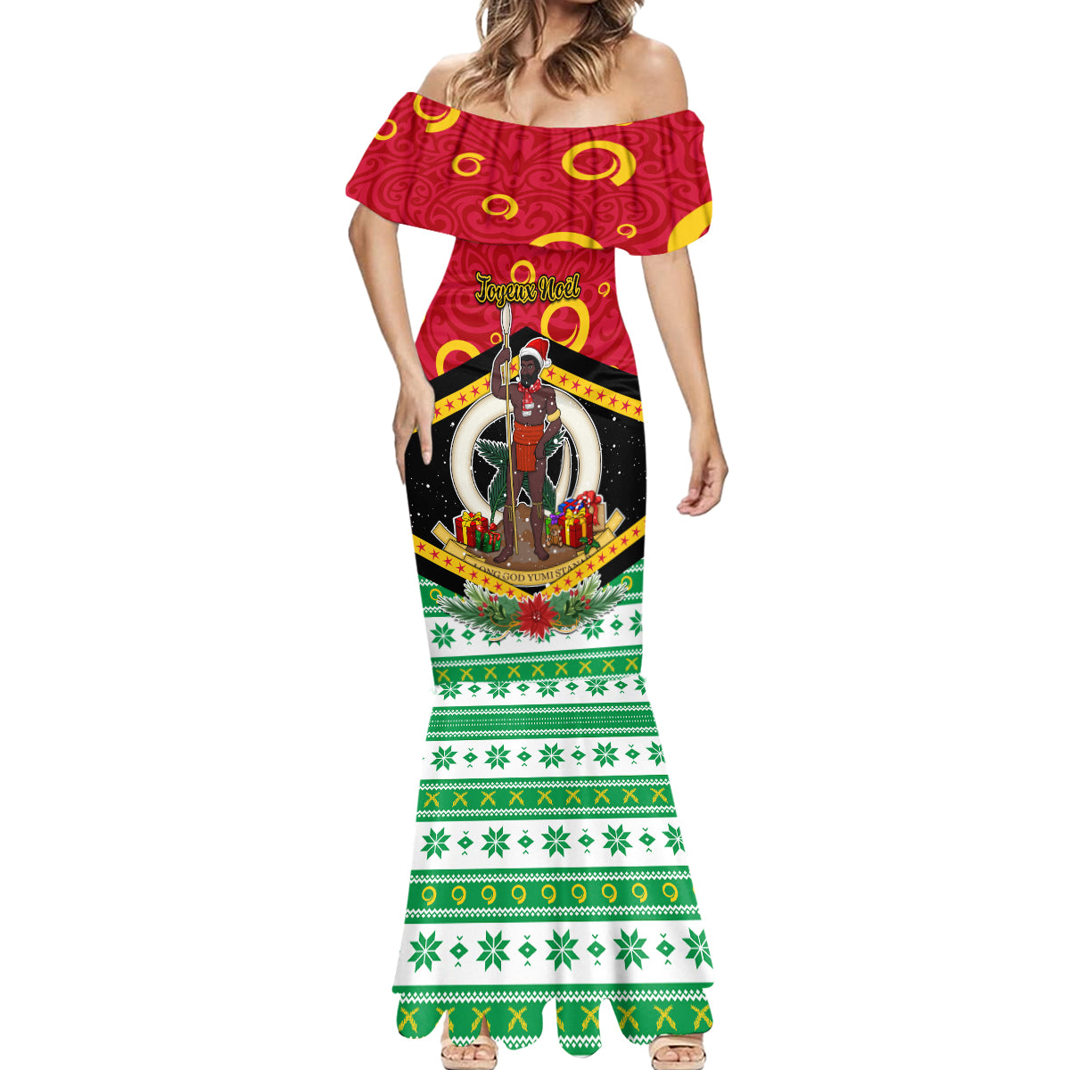 Personalized Vanuatu Christmas Mermaid Dress Santa God Yumi LT05 - Polynesian Pride