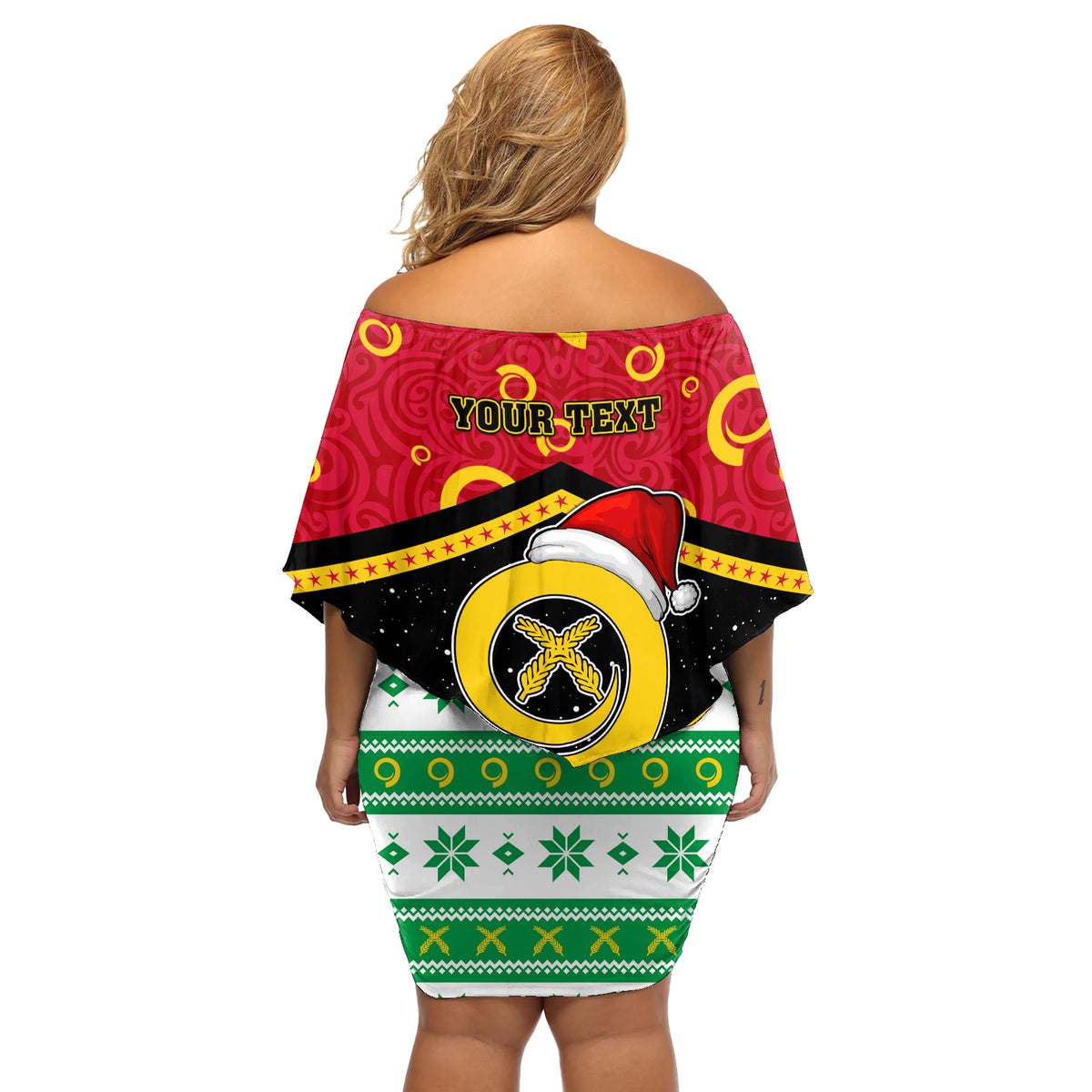 Personalized Vanuatu Christmas Off Shoulder Short Dress Santa God Yumi LT05 - Polynesian Pride
