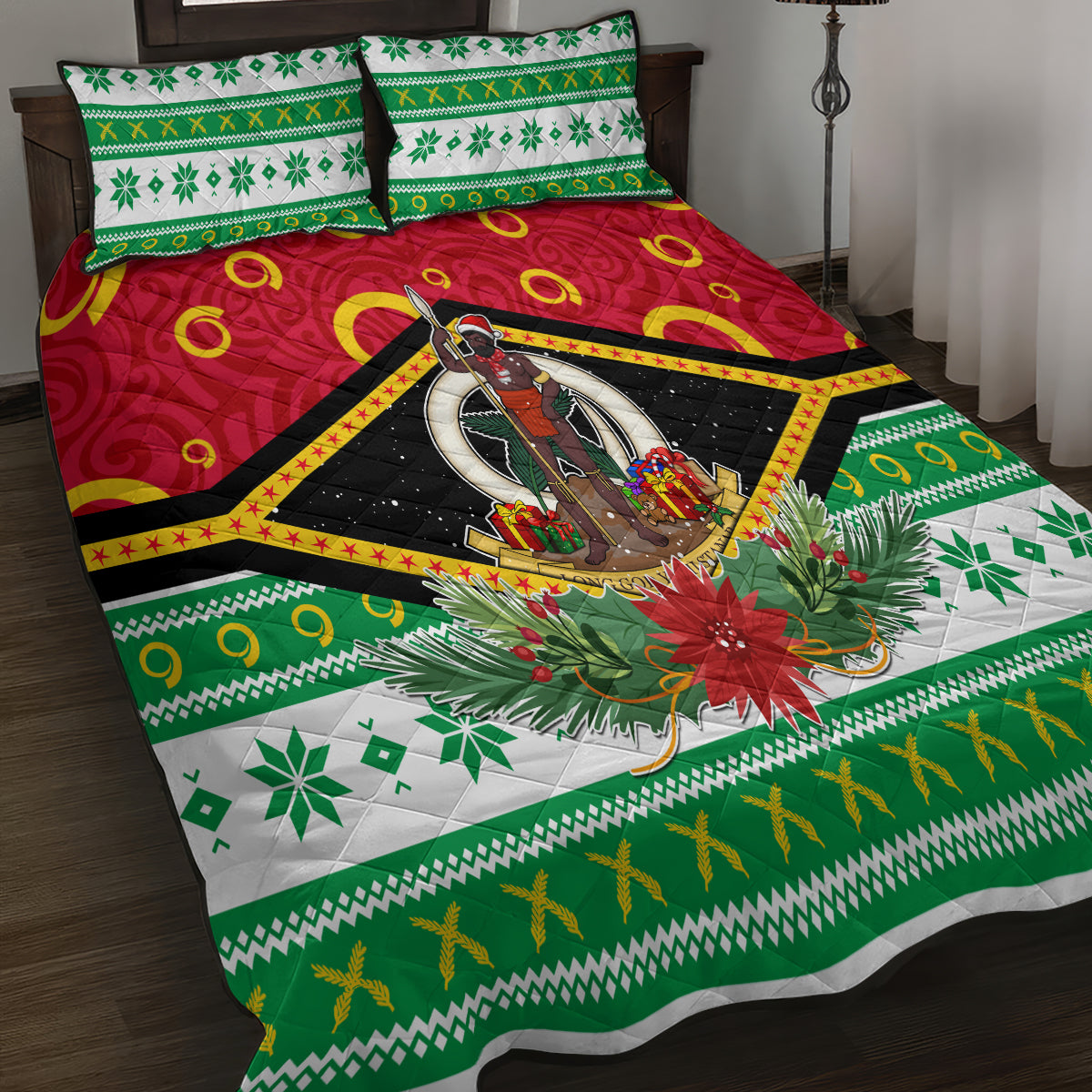 Vanuatu Christmas Quilt Bed Set Santa God Yumi LT05 - Polynesian Pride