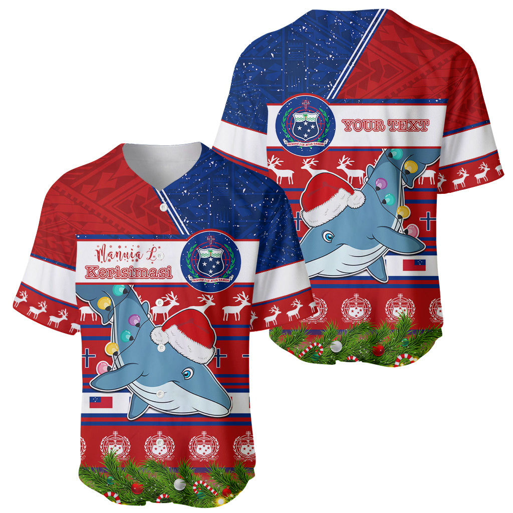 Personalized Samoa Christmas Baseball Jersey Santas Whale Manuia Le Kerisimasi LT05 - Polynesian Pride