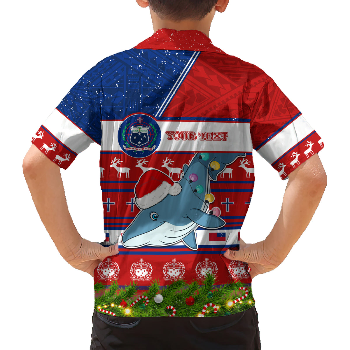 Personalized Samoa Christmas Kid Hawaiian Shirt Santas Whale Manuia Le Kerisimasi LT05 - Polynesian Pride