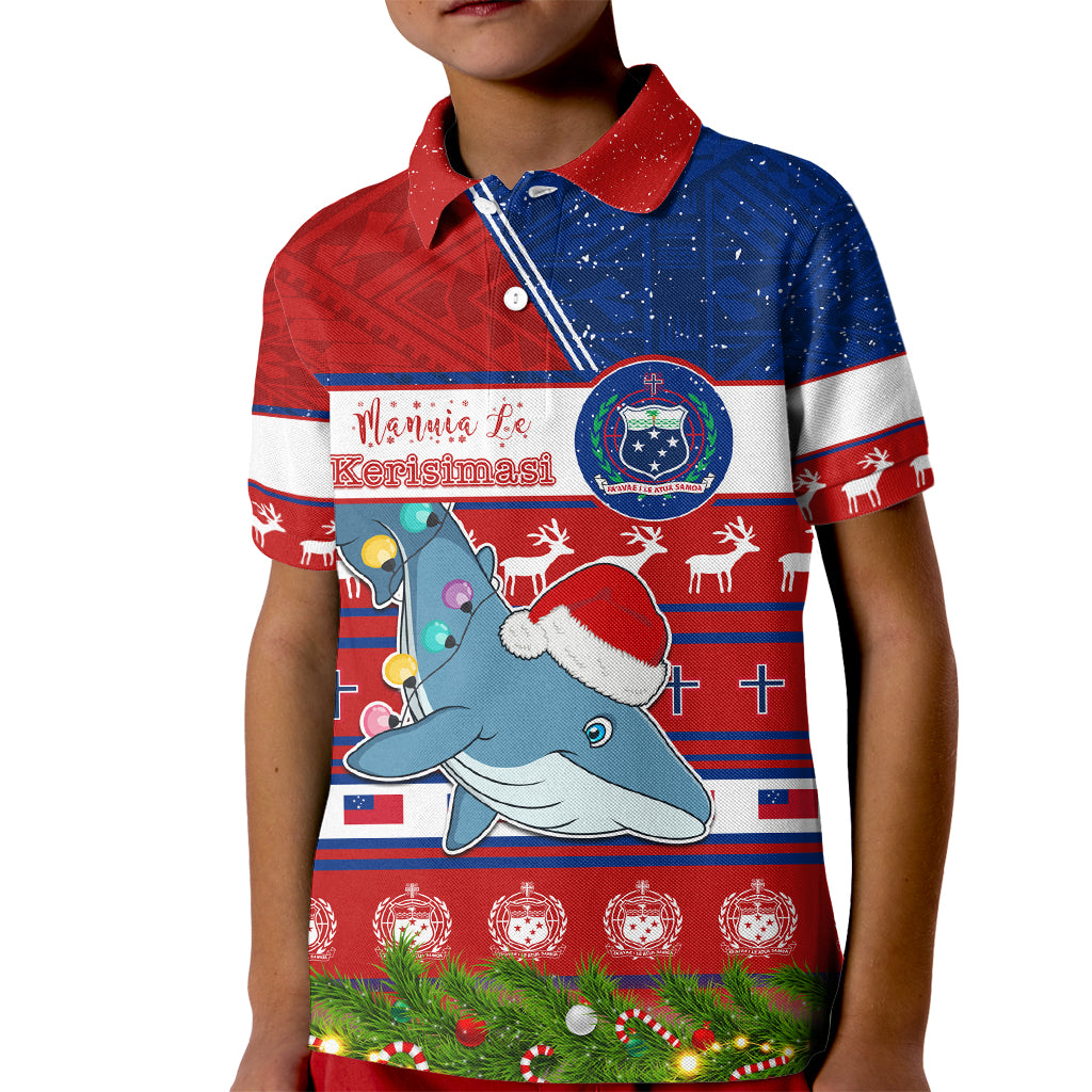 Personalized Samoa Christmas Kid Polo Shirt Santas Whale Manuia Le Kerisimasi LT05 Kid Red - Polynesian Pride