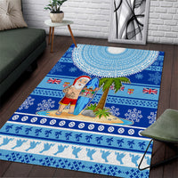 Fiji Christmas Area Rug Santa Claus Surf Marau Na Kerisimasi LT05 Blue - Polynesian Pride