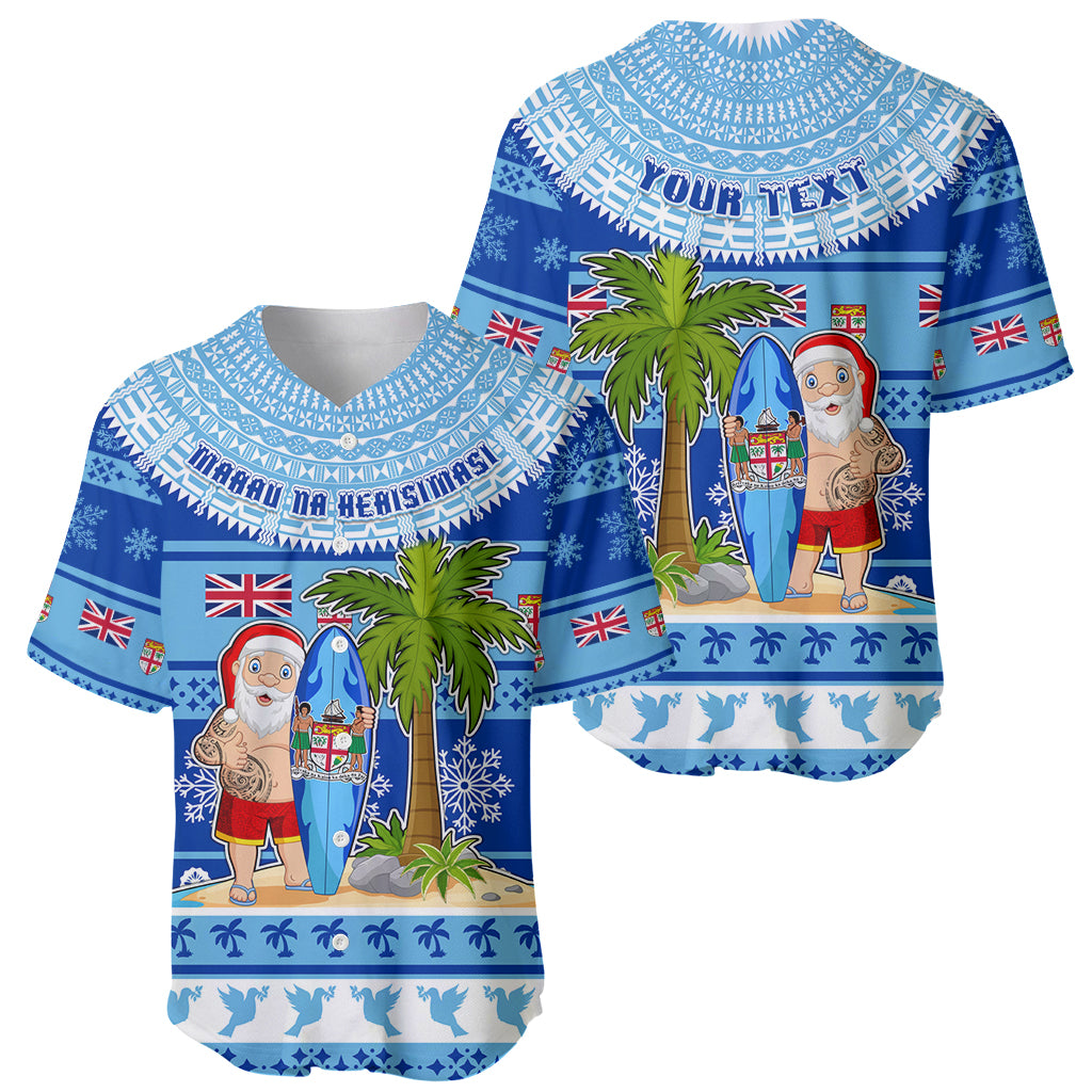 Personalized Fiji Christmas Baseball Jersey Santa Claus Surf Marau Na Kerisimasi LT05 - Polynesian Pride