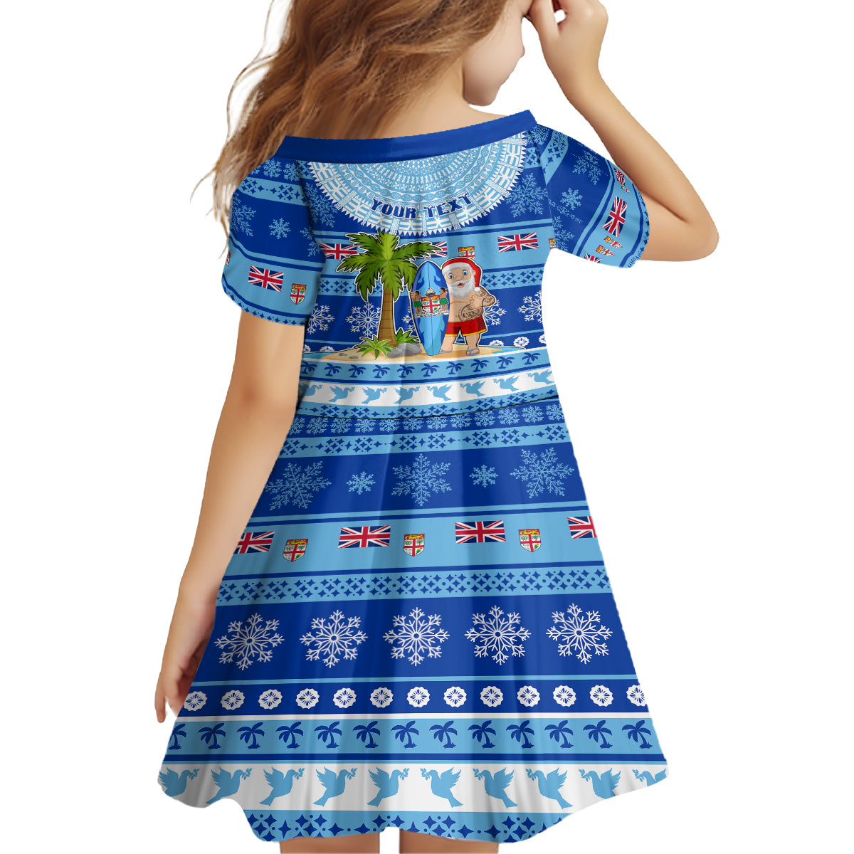 Personalized Fiji Christmas Family Matching Long Sleeve Bodycon Dress and Hawaiian Shirt Santa Claus Surf Marau Na Kerisimasi LT05 - Polynesian Pride