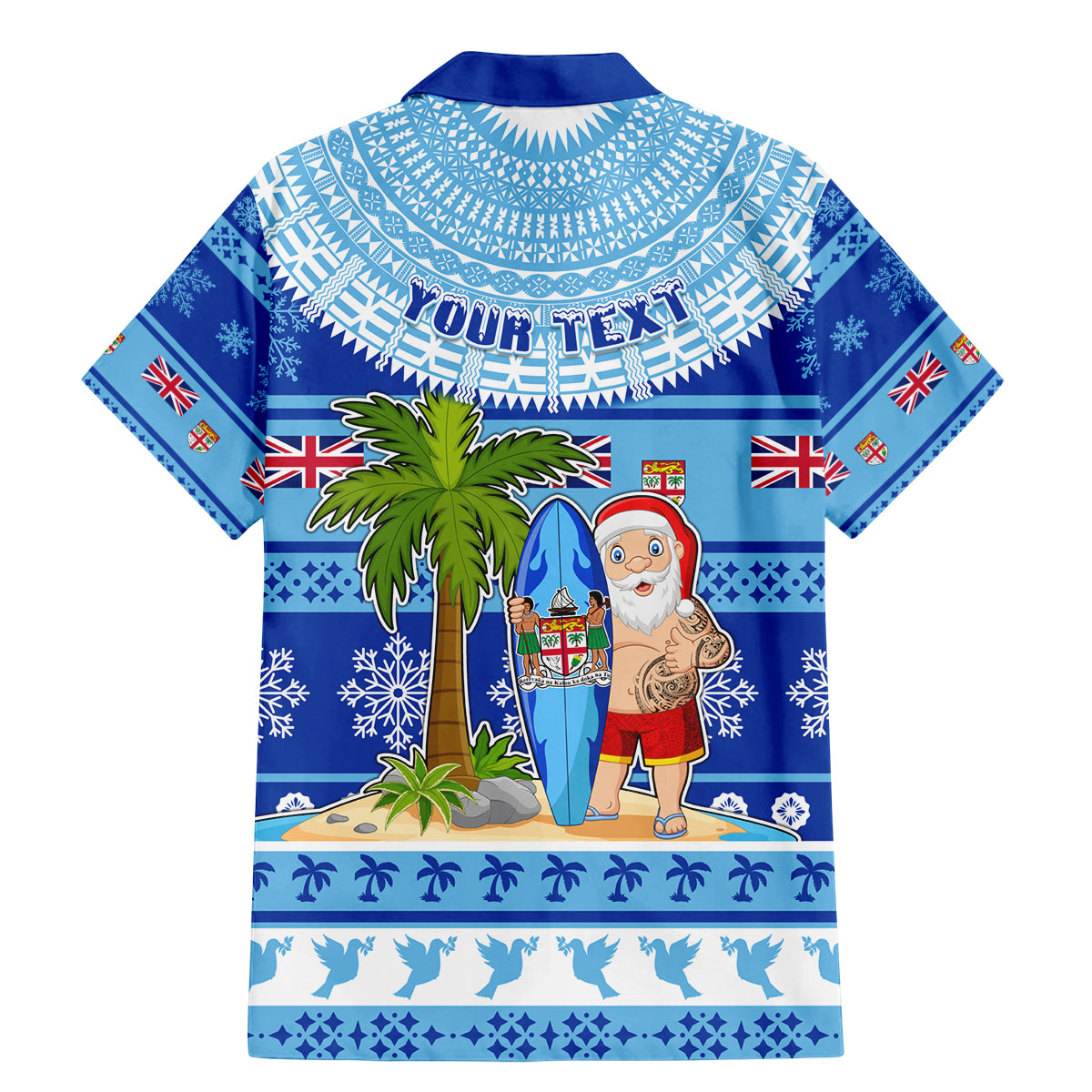 Personalized Fiji Christmas Family Matching Mermaid Dress and Hawaiian Shirt Santa Claus Surf Marau Na Kerisimasi LT05 - Polynesian Pride