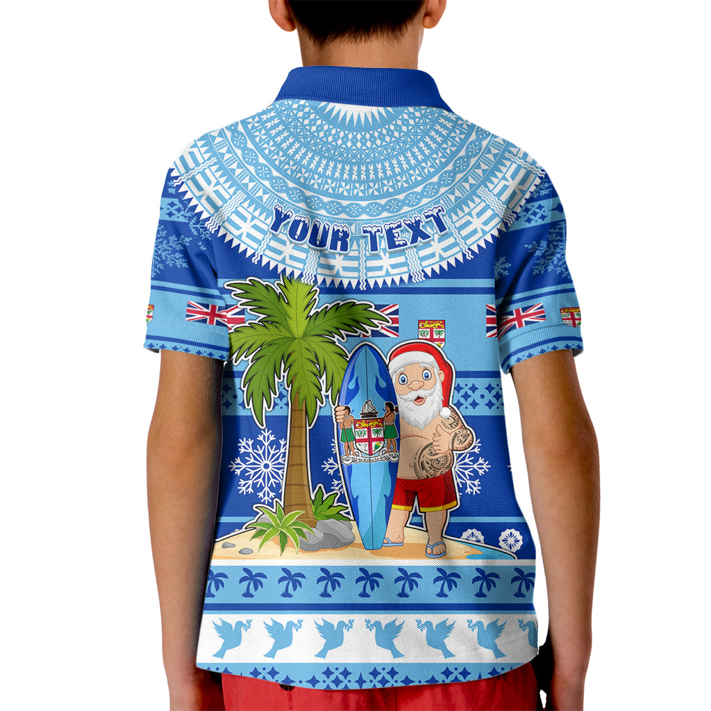 Personalized Fiji Christmas Kid Polo Shirt Santa Claus Surf Marau Na Kerisimasi LT05 - Polynesian Pride