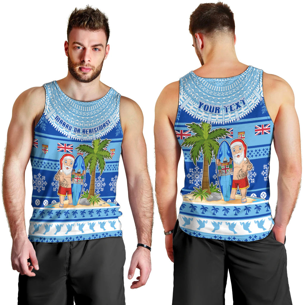 Personalized Fiji Christmas Men Tank Top Santa Claus Surf Marau Na Kerisimasi LT05 - Polynesian Pride