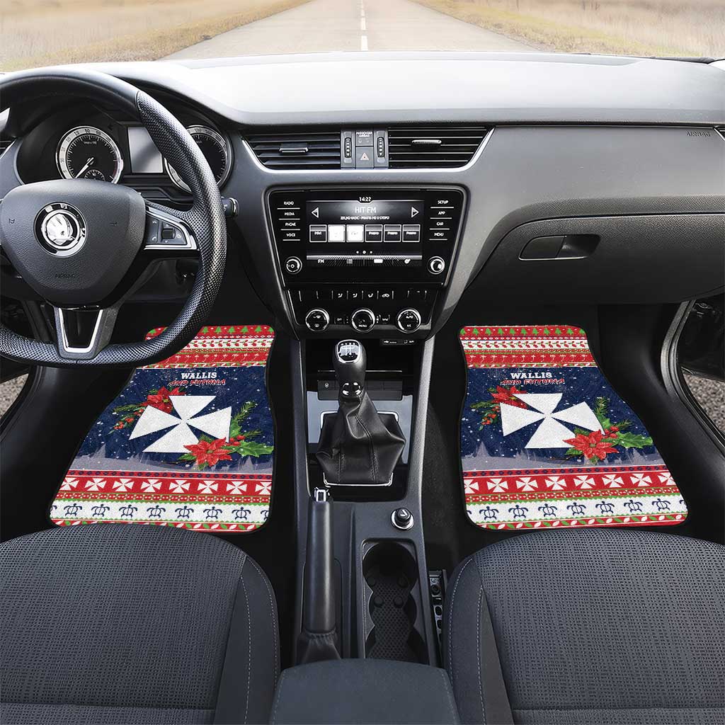 Wallis and Futuna Christmas Car Mats Poinsettia Joyeux Noel