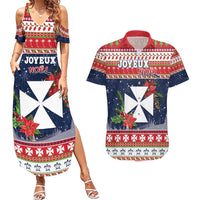 Wallis and Futuna Christmas Couples Matching Summer Maxi Dress and Hawaiian Shirt Poinsettia Joyeux Noel
