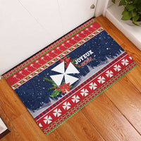 Wallis and Futuna Christmas Rubber Doormat Poinsettia Joyeux Noel