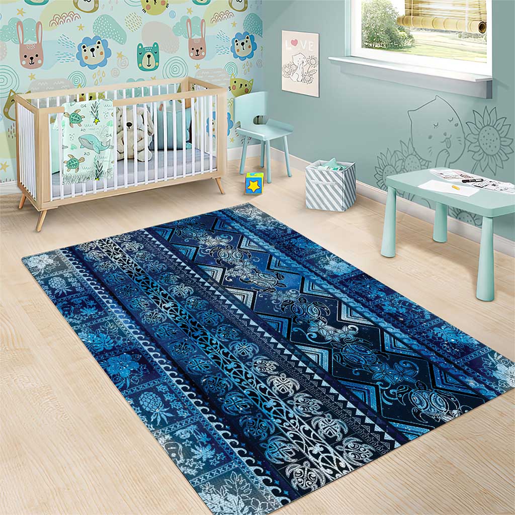 Hawaii Makahiki Turtle Area Rug Galaxy Tapa Pattern - Polynesian Pride