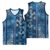 Hawaii Makahiki Turtle Basketball Jersey Galaxy Tapa Pattern - Polynesian Pride