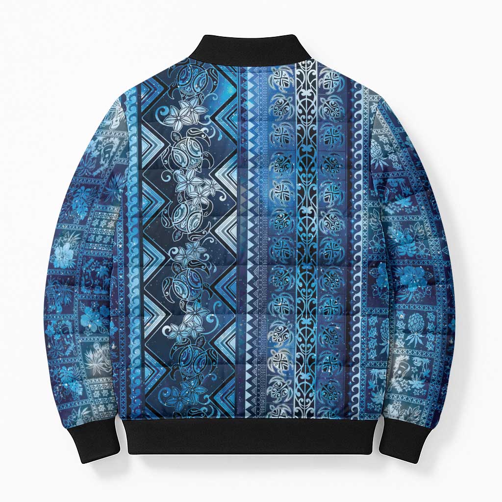 Hawaii Makahiki Turtle Bomber Puffer Jacket Galaxy Tapa Pattern - Polynesian Pride