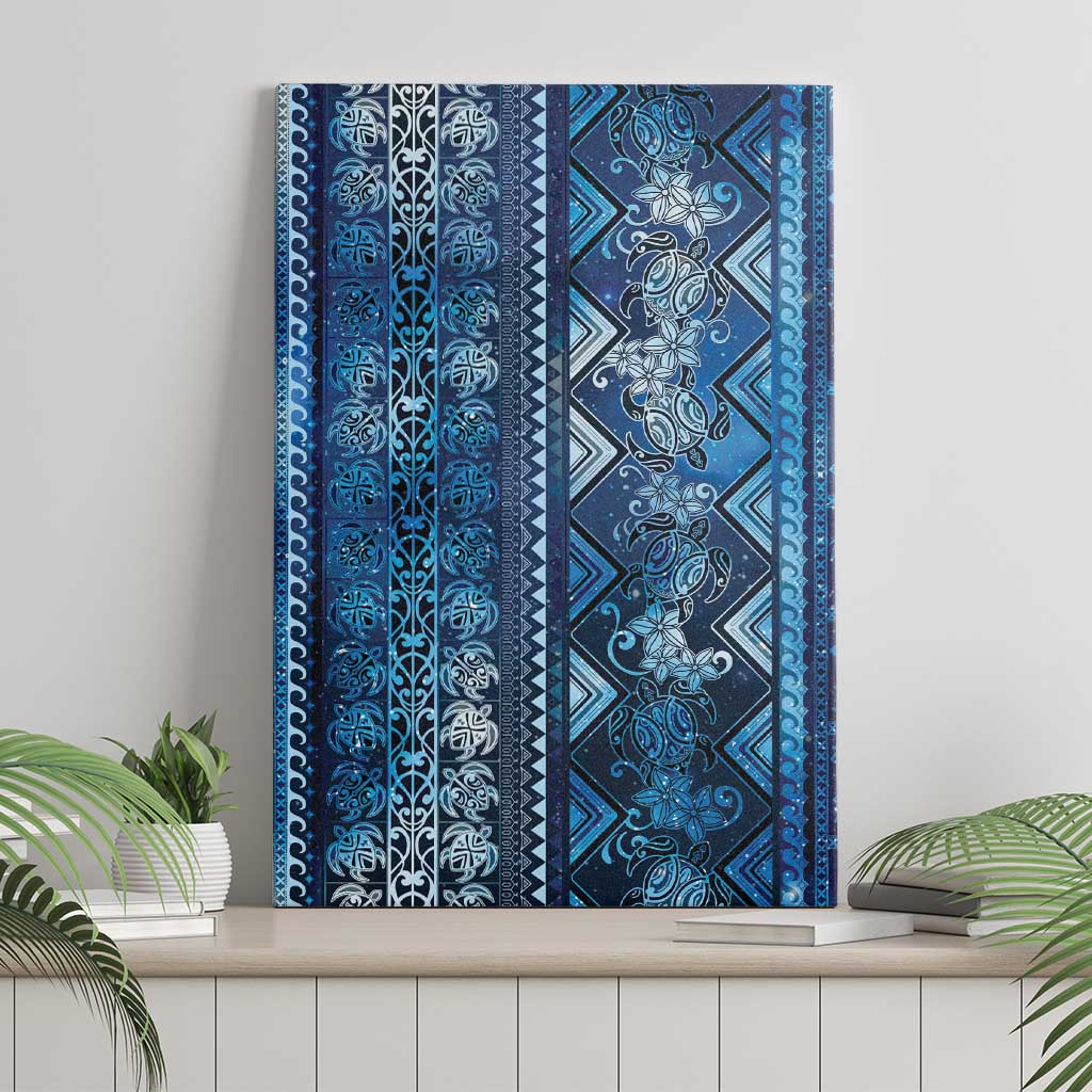 Hawaii Makahiki Turtle Canvas Wall Art Galaxy Tapa Pattern - Polynesian Pride