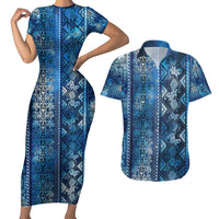Hawaii Makahiki Turtle Couples Matching Short Sleeve Bodycon Dress and Hawaiian Shirt Galaxy Tapa Pattern - Polynesian Pride