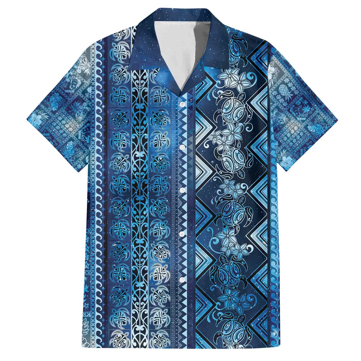Hawaii Makahiki Turtle Family Matching Off The Shoulder Long Sleeve Dress and Hawaiian Shirt Galaxy Tapa Pattern - Polynesian Pride