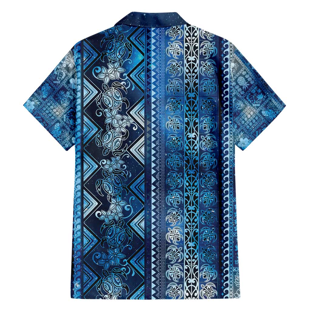 Hawaii Makahiki Turtle Family Matching Tank Maxi Dress and Hawaiian Shirt Galaxy Tapa Pattern - Polynesian Pride