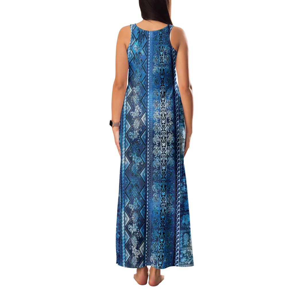 Hawaii Makahiki Turtle Family Matching Tank Maxi Dress and Hawaiian Shirt Galaxy Tapa Pattern - Polynesian Pride