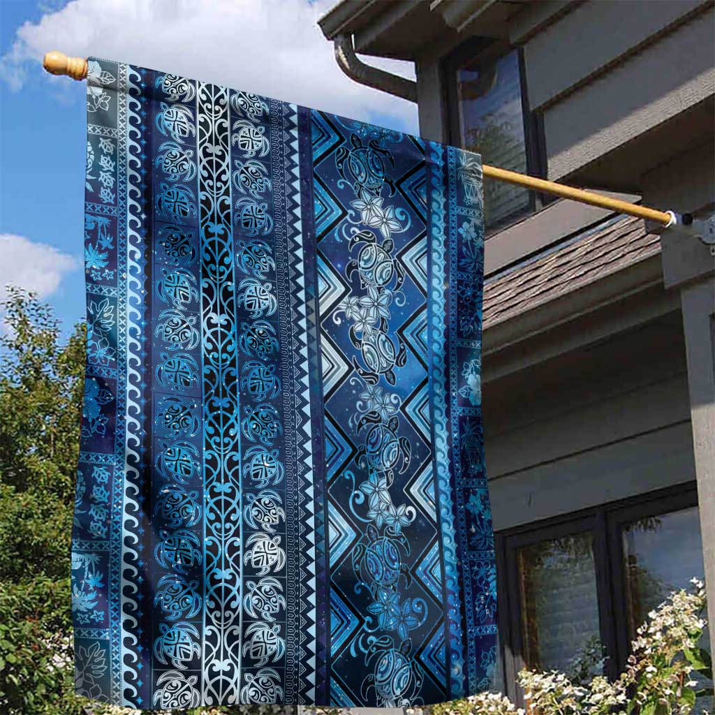 Hawaii Makahiki Turtle Garden Flag Galaxy Tapa Pattern - Polynesian Pride
