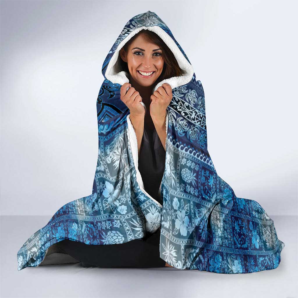 Hawaii Makahiki Turtle Hooded Blanket Galaxy Tapa Pattern - Polynesian Pride