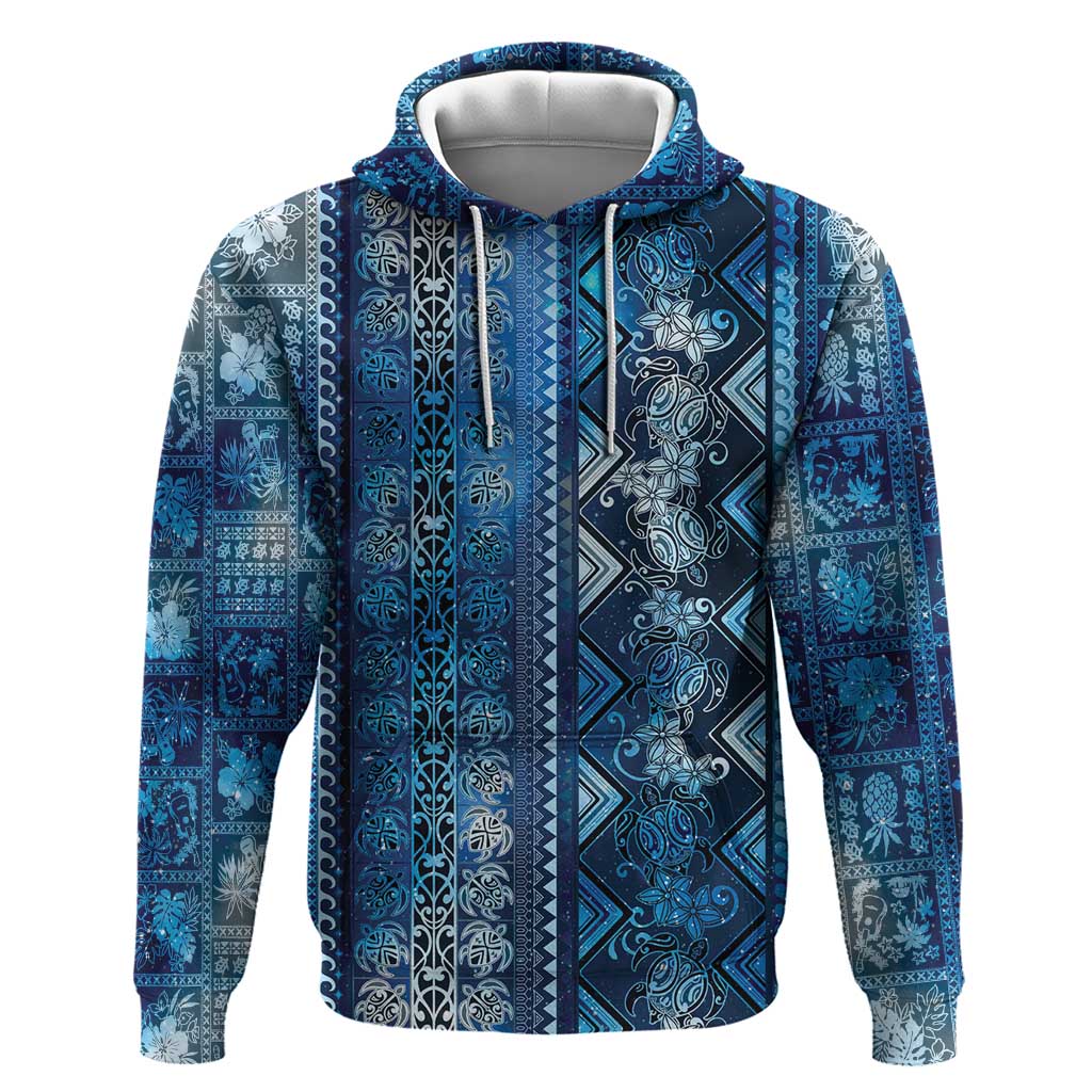 Hawaii Makahiki Turtle Hoodie Galaxy Tapa Pattern - Polynesian Pride