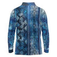 Hawaii Makahiki Turtle Long Sleeve Polo Shirt Galaxy Tapa Pattern - Polynesian Pride
