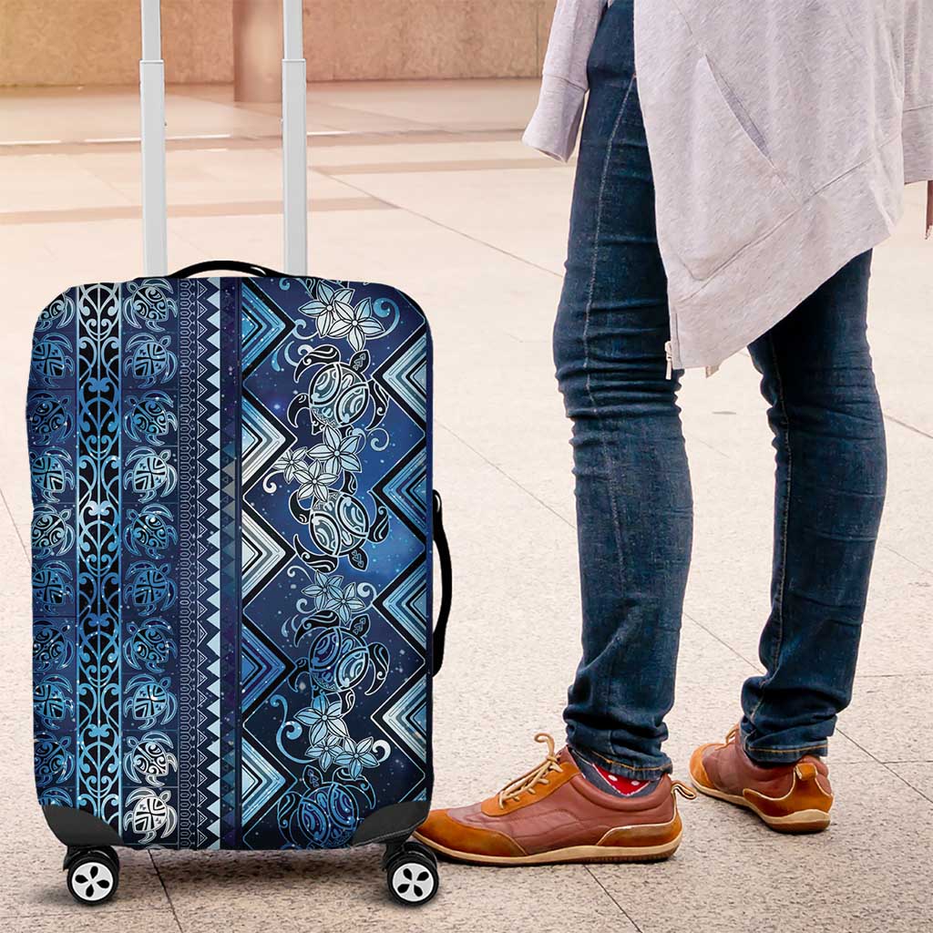 Hawaii Makahiki Turtle Luggage Cover Galaxy Tapa Pattern - Polynesian Pride