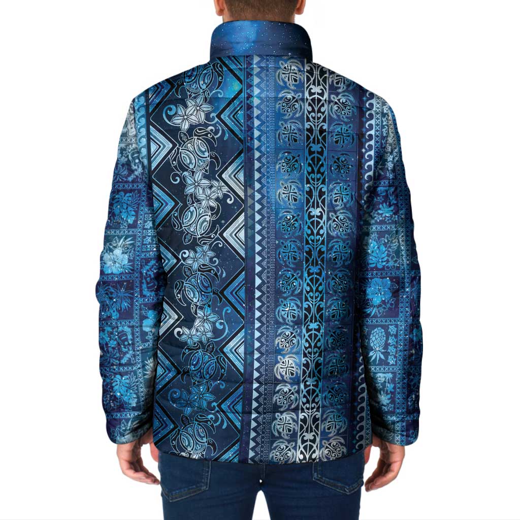 Hawaii Makahiki Turtle Padded Jacket Galaxy Tapa Pattern - Polynesian Pride