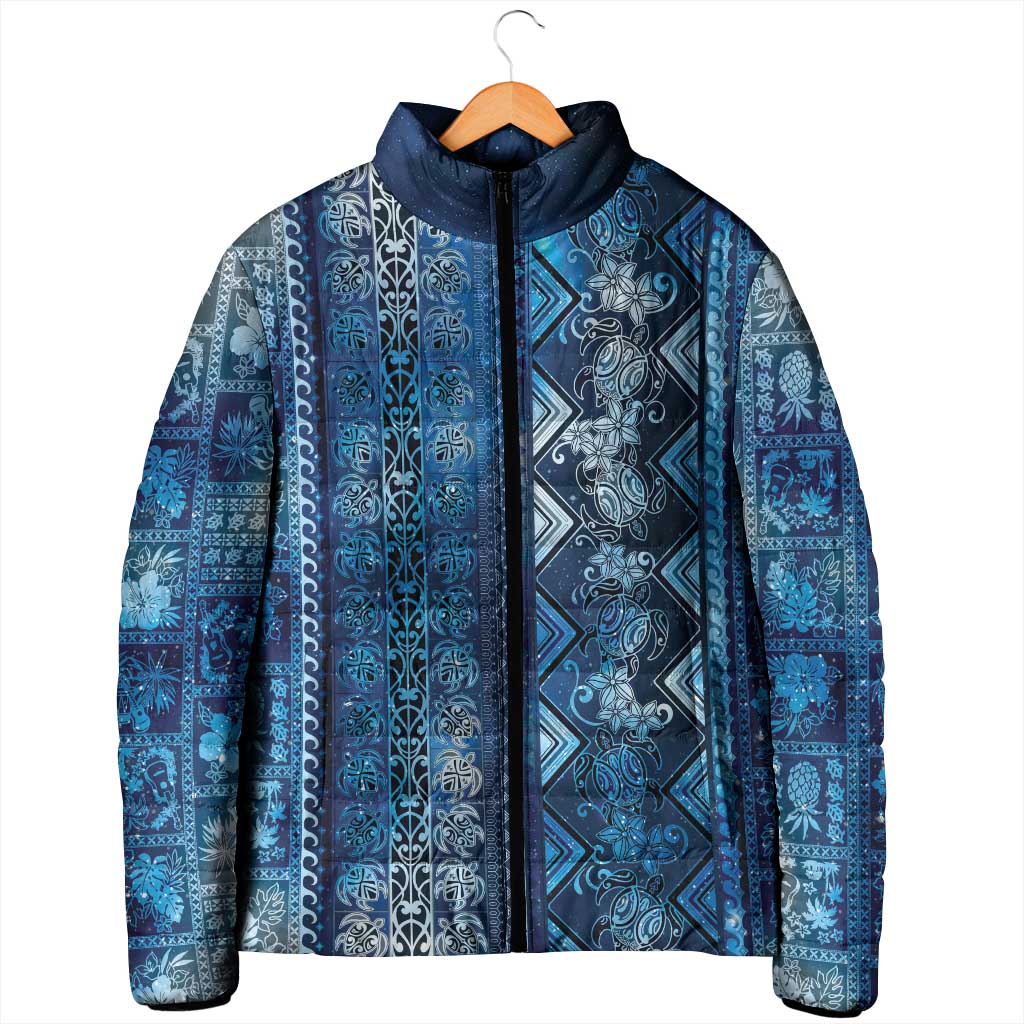 Hawaii Makahiki Turtle Padded Jacket Galaxy Tapa Pattern - Polynesian Pride