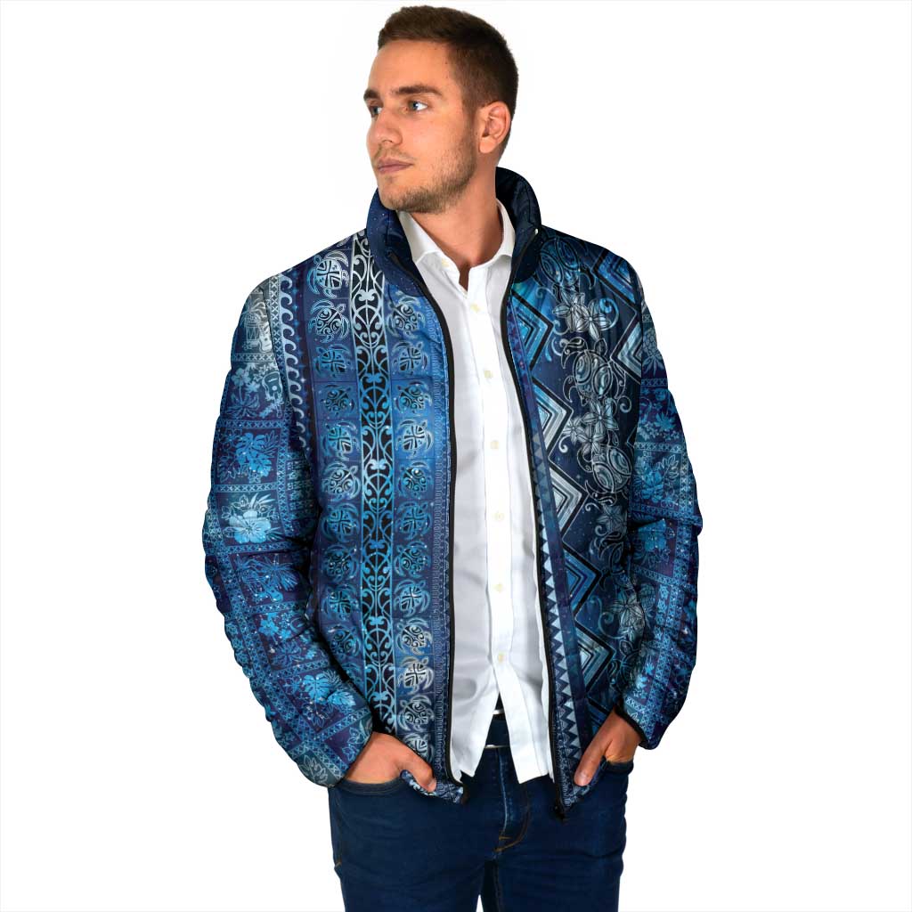 Hawaii Makahiki Turtle Padded Jacket Galaxy Tapa Pattern - Polynesian Pride