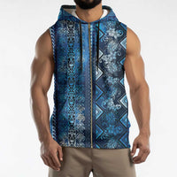 Hawaii Makahiki Turtle Sleeveless Zip Hoodie Galaxy Tapa Pattern - Polynesian Pride