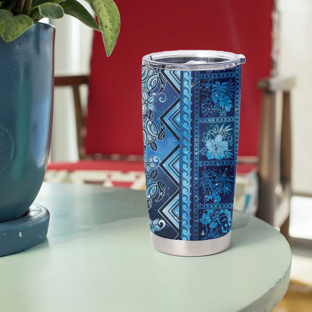 Hawaii Makahiki Turtle Tumbler Cup Galaxy Tapa Pattern - Polynesian Pride