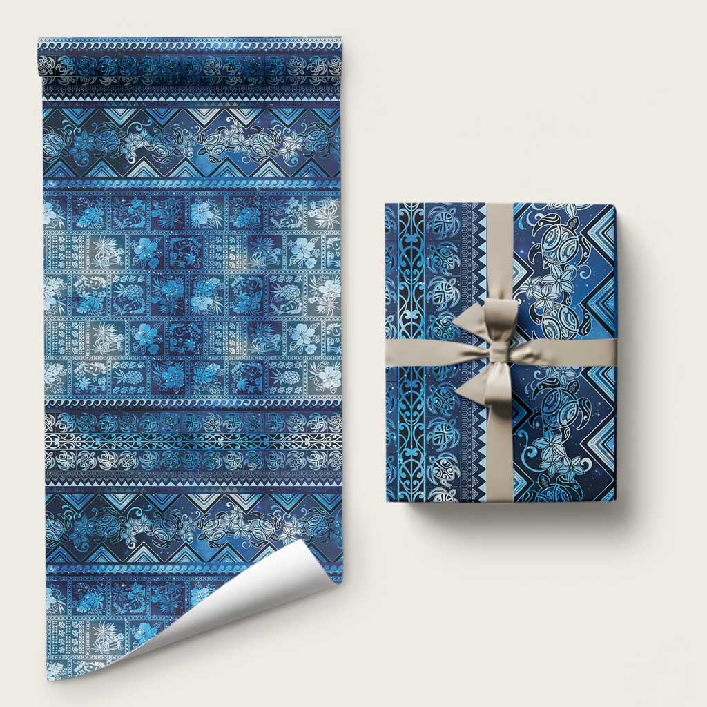 Hawaii Makahiki Turtle Wrapping Paper Galaxy Tapa Pattern - Polynesian Pride