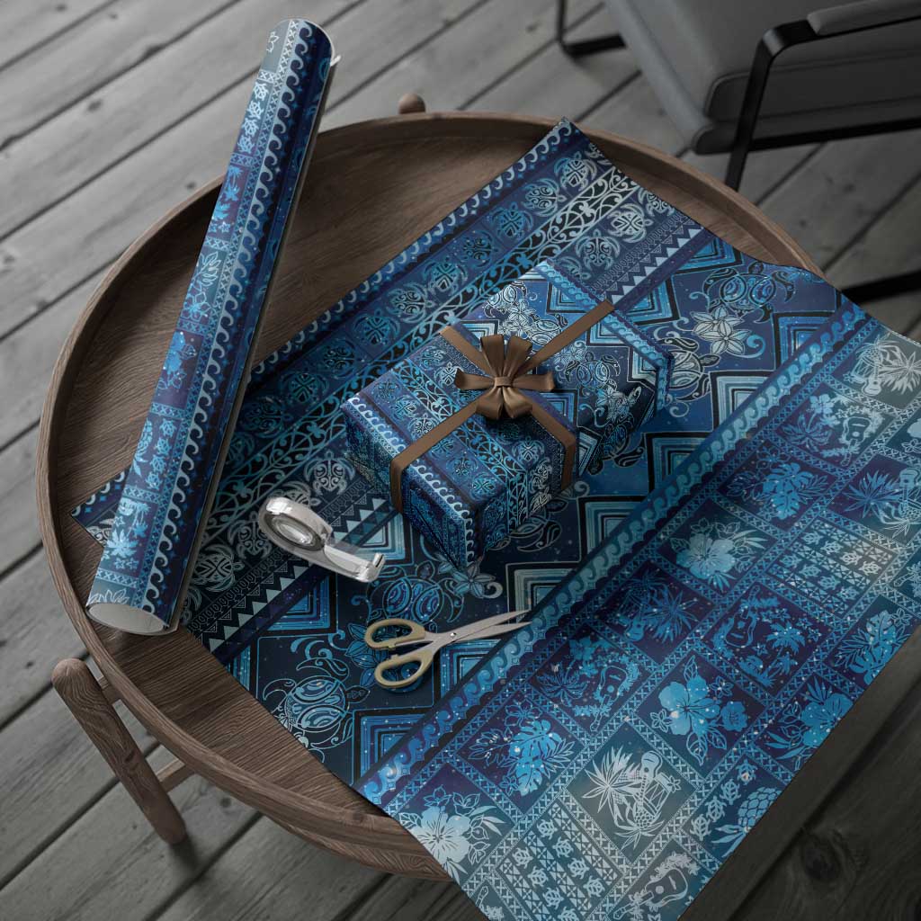 Hawaii Makahiki Turtle Wrapping Paper Galaxy Tapa Pattern - Polynesian Pride