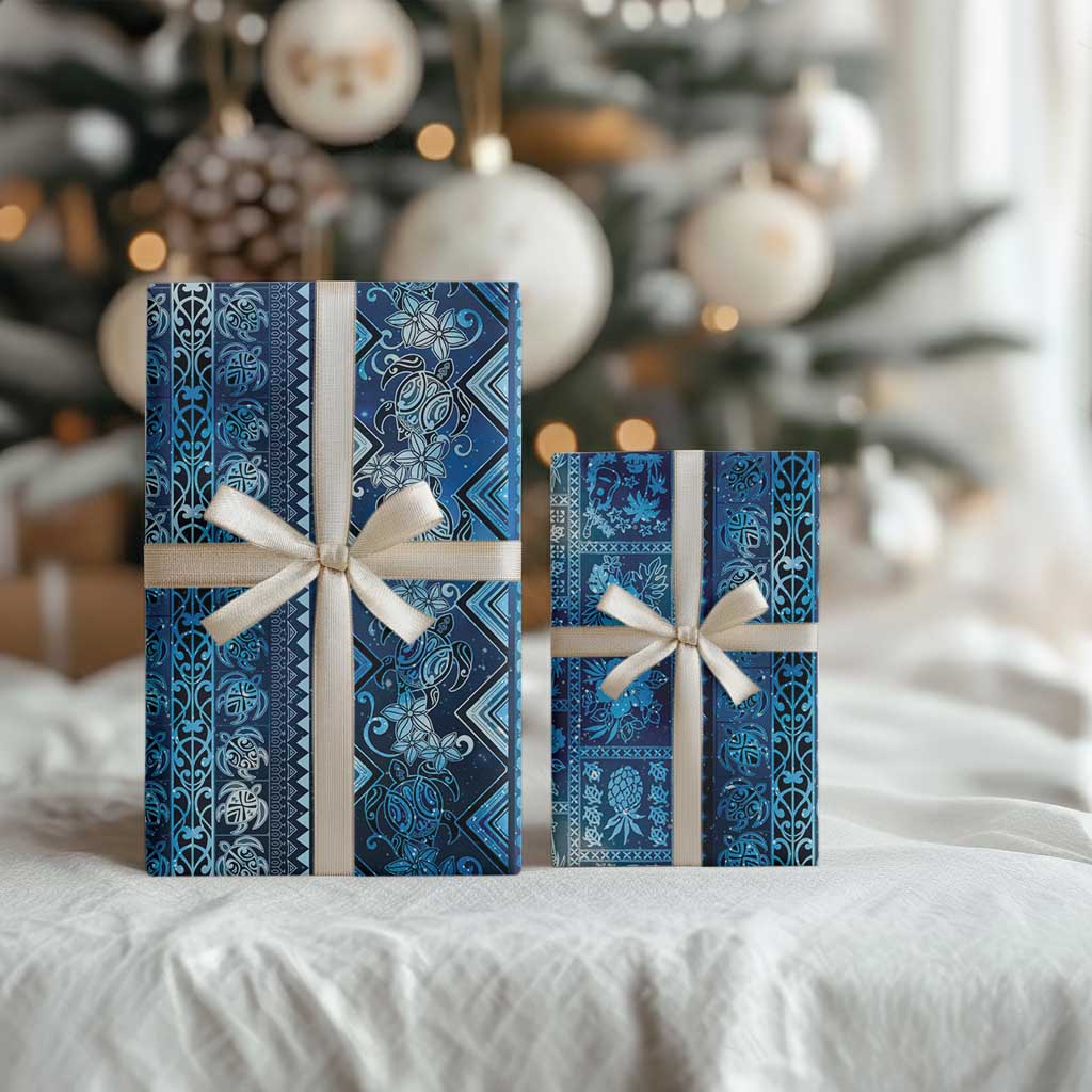 Hawaii Makahiki Turtle Wrapping Paper Galaxy Tapa Pattern - Polynesian Pride