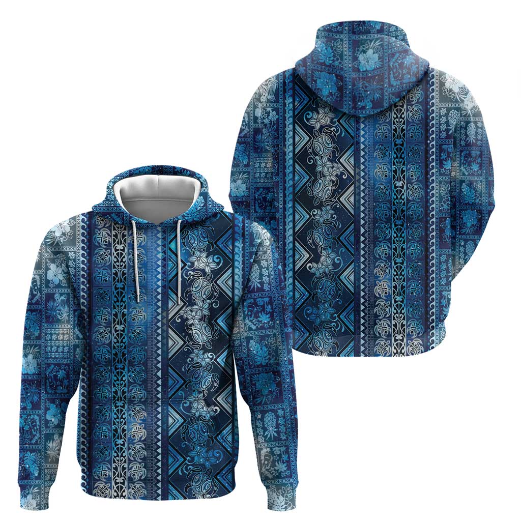 Hawaii Makahiki Turtle Zip Hoodie Galaxy Tapa Pattern - Polynesian Pride