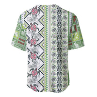 Hawaii Makahiki Turtle Baseball Jersey Green Tapa Pattern - Polynesian Pride