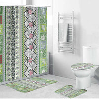 Hawaii Makahiki Turtle Bathroom Set Green Tapa Pattern - Polynesian Pride