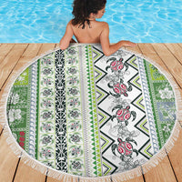 Hawaii Makahiki Turtle Beach Blanket Green Tapa Pattern - Polynesian Pride