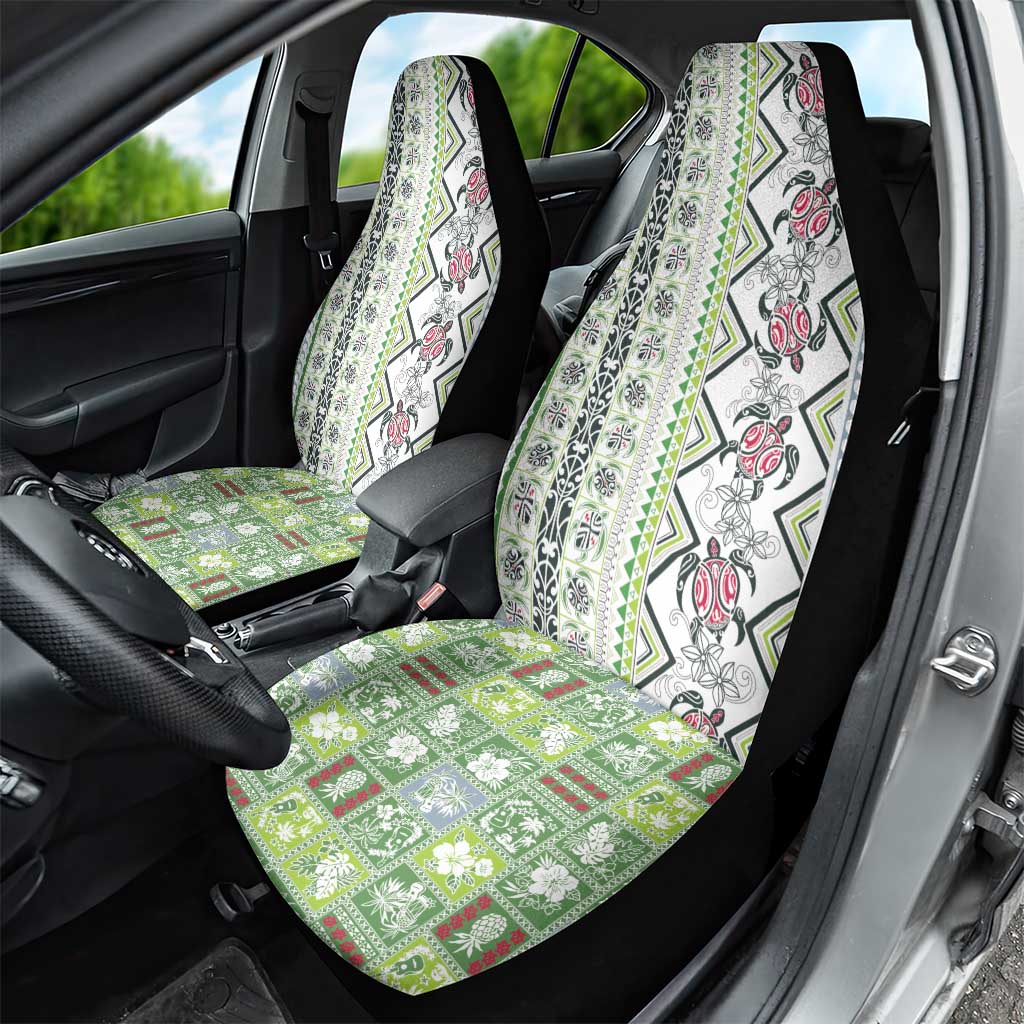 Hawaii Makahiki Turtle Car Seat Cover Green Tapa Pattern - Polynesian Pride