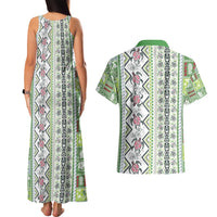 Hawaii Makahiki Turtle Couples Matching Tank Maxi Dress and Hawaiian Shirt Green Tapa Pattern - Polynesian Pride
