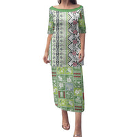 Hawaii Makahiki Turtle Family Matching Puletasi and Hawaiian Shirt Green Tapa Pattern - Polynesian Pride