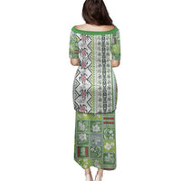 Hawaii Makahiki Turtle Family Matching Puletasi and Hawaiian Shirt Green Tapa Pattern - Polynesian Pride