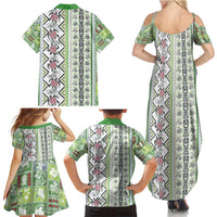 Hawaii Makahiki Turtle Family Matching Summer Maxi Dress and Hawaiian Shirt Green Tapa Pattern - Polynesian Pride