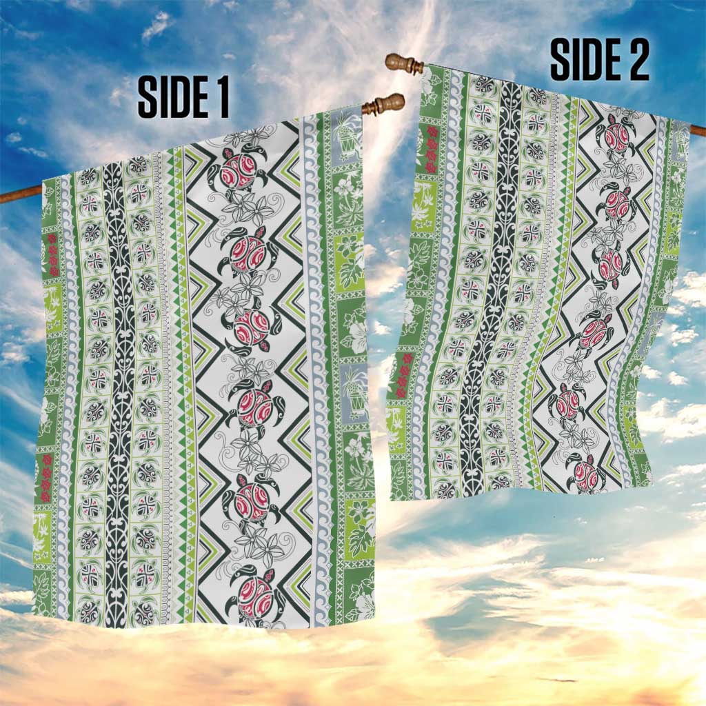 Hawaii Makahiki Turtle Garden Flag Green Tapa Pattern - Polynesian Pride