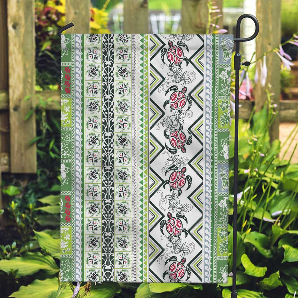 Hawaii Makahiki Turtle Garden Flag Green Tapa Pattern - Polynesian Pride