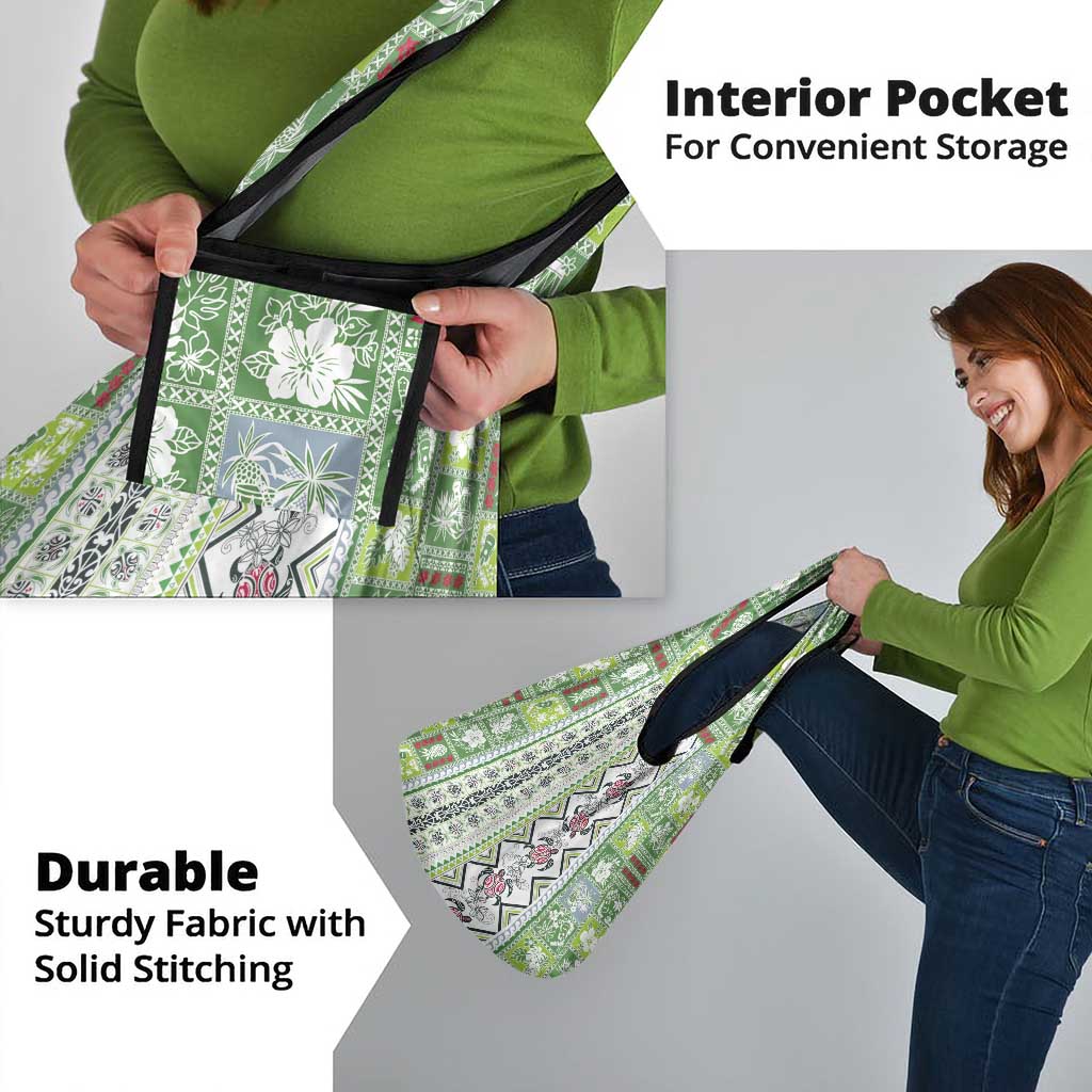 Hawaii Makahiki Turtle Grocery Bag Green Tapa Pattern - Polynesian Pride