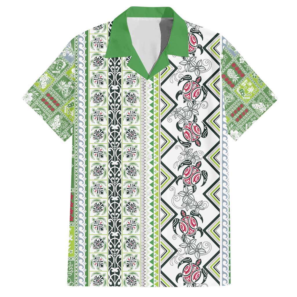 Hawaii Makahiki Turtle Hawaiian Shirt Green Tapa Pattern - Polynesian Pride